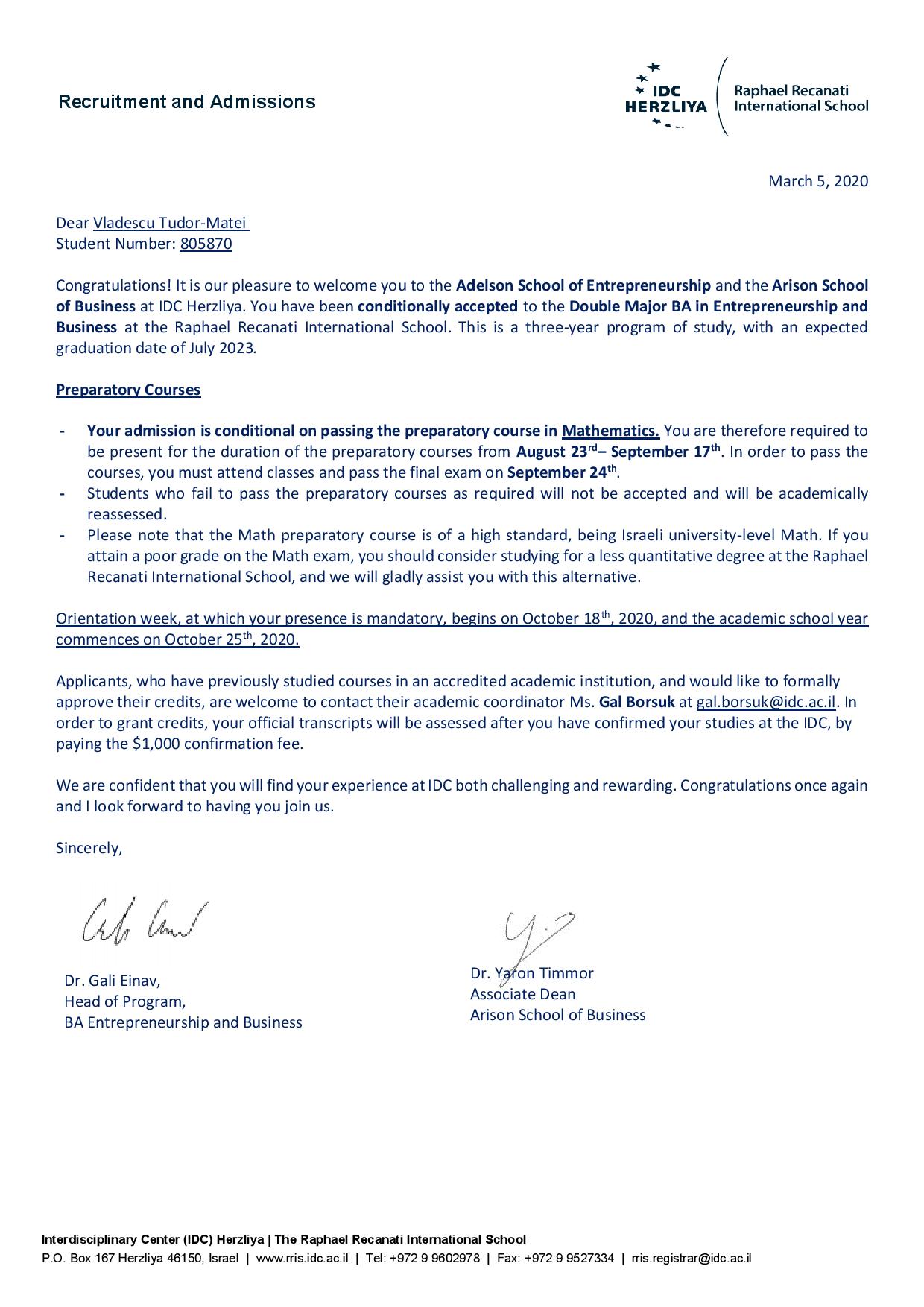 Matei Vladescu Admissions Letter 1 page 001